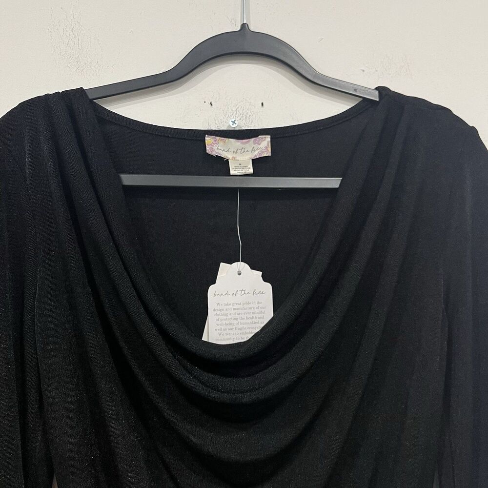 NWT Band Of The Free Black Slinky Cowl Neck Bodysuit Size Medium - Picture 4 of 6